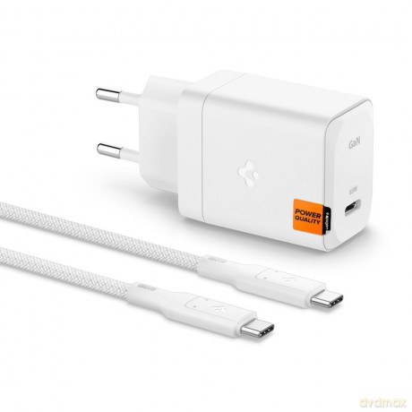 Spigen Ładowarka sieciowa ArcStation Pro GaN-651 1-Port 65W + Kabel Type-C Biała
