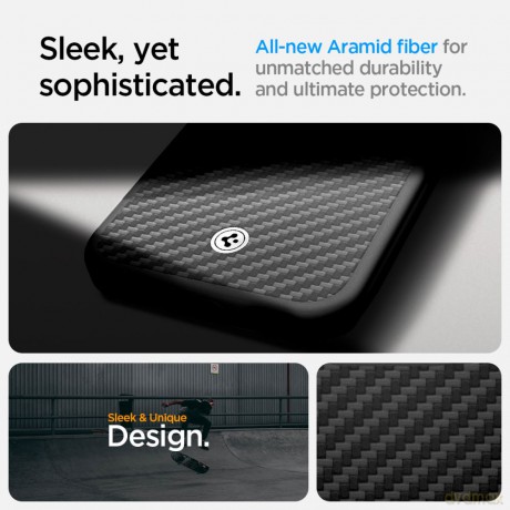Spigen nakładka Enzo Aramid Mag MagSafe do iPhone 16E Czarna Matowa