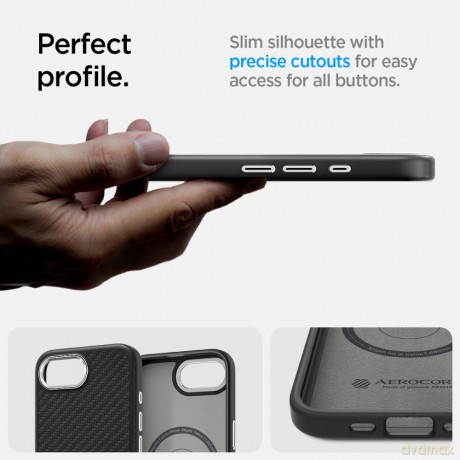 Spigen nakładka Enzo Aramid Mag MagSafe do iPhone 16E Czarna Matowa