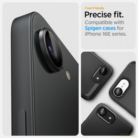 Spigen osłona aparatu Optik Pro Glas.TR EZ Fit" Camera Protector 2-Pack do iPhone 16E Czarna"