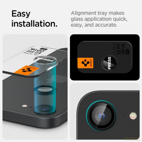 Spigen osłona aparatu Optik Pro Glas.TR EZ Fit" Camera Protector 2-Pack do iPhone 16E Czarna"