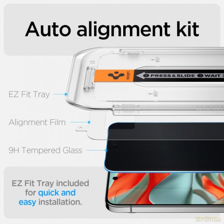 Spigen Szkło prywatyzujące Glas.tR ";EZ Fit"; 2-Pack do Google Pixel 9 Pro XL Prywatyzujące