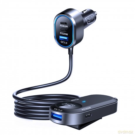 3mk Double Car Charger 135W PD QC PPS USB 2A4C Black/Gray