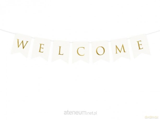 Baner Welcome biały 15x95cm