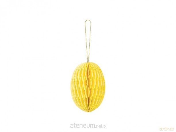 Dekoracja papierowa honeycomb jajko żółta 12cm