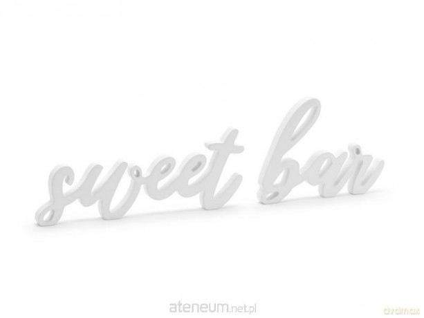 Drewniany napis Sweet bar biały 37x10cm