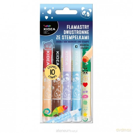 Flamastry dwustronne ze stempelkami 10szt