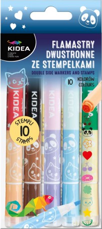 Flamastry dwustronne ze stempelkami 10szt