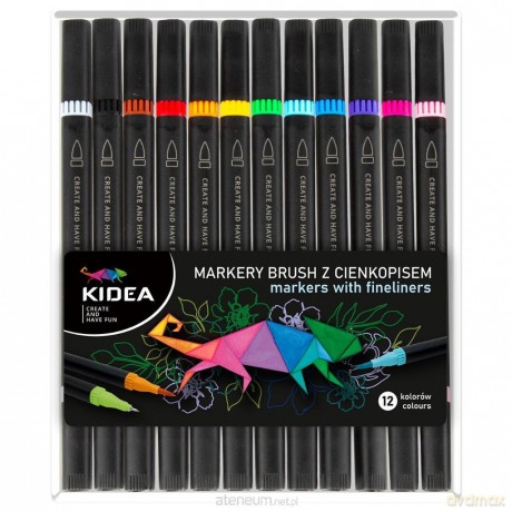 Markery Brush z cienkopisem 12 kolorów