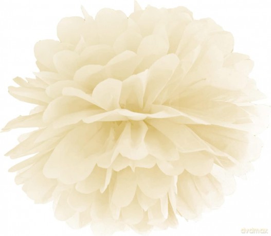 Pompon bibułowy kremowy 35cm