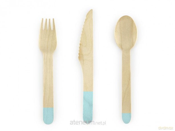 Sztućce drewniane miętowe 16cm 18szt