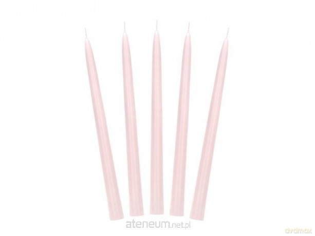 Świeca stożkowa matowa brudny róż 24cm 10szt