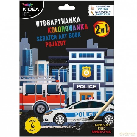 Wydrapywanka z kolorowanką 2w1 Pojazdy