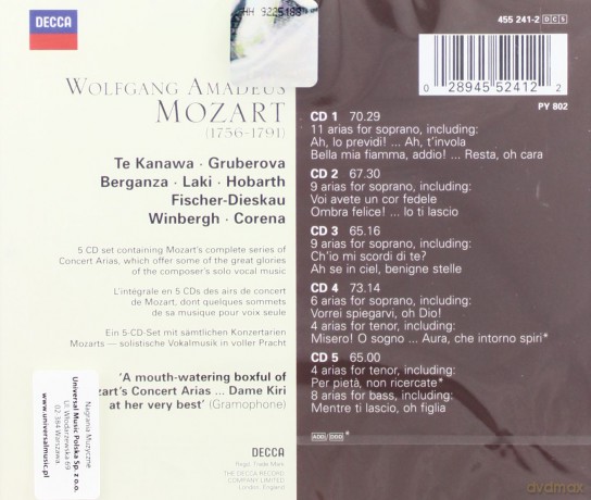 Te Kanawa/Gruberova/Berganza/Corena..,: Mozart Concert Arias [5CD]