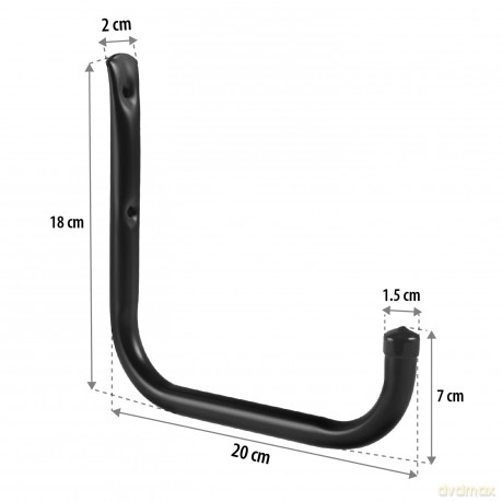 2x uchwyt ścienny, max 22kg/uchwyt MC-487 Komplet 2 uchwytów ściennych na opony, koła, drabinę, rower. Stalowy, Czarny