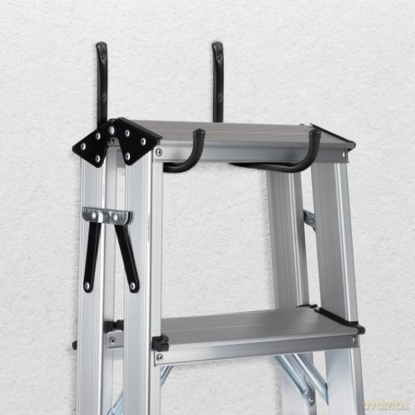 2x uchwyt ścienny, max 22kg/uchwyt MC-487 Komplet 2 uchwytów ściennych na opony, koła, drabinę, rower. Stalowy, Czarny