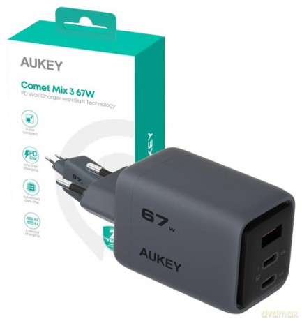 PA-C3 ładowarka sieciowa 3xUSB (2xUSB-C + 1xUSB-A) 67W 5A QC5.0 PD3.0 AFC PPS FCP SCP [ŁADOWARKA]
