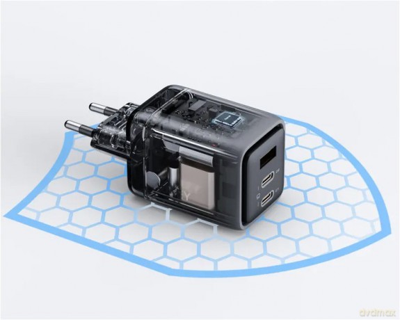 PA-C3 ładowarka sieciowa 3xUSB (2xUSB-C + 1xUSB-A) 67W 5A QC5.0 PD3.0 AFC PPS FCP SCP [ŁADOWARKA]
