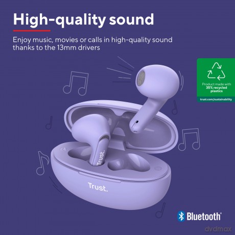 Słuchawki earbuds Yavi Bluetooth ENC fioletowe