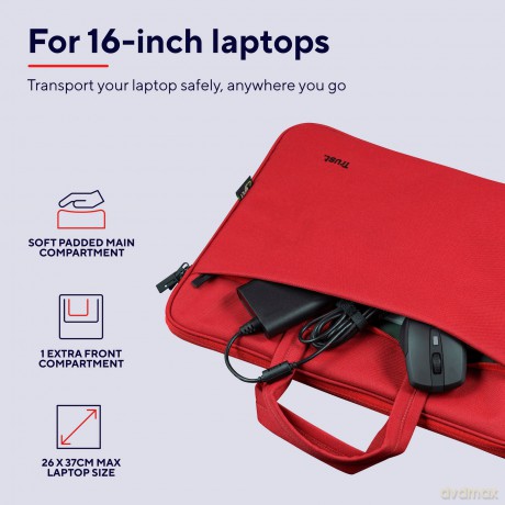 Torba na laptopa 16 cali Bologna ECO, czerwona