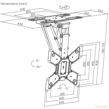 Uchwyt sufitowy elektryczny do TV, MC-491 23-65', max 30kg, VESA 600x400, obrót 90st, pilot