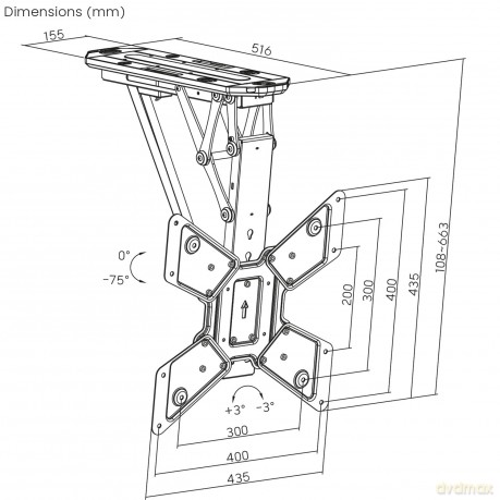 Uchwyt sufitowy elektryczny do TV, MC-492 max. 30kg, VESA 600x400, pilot, 23-55 cali