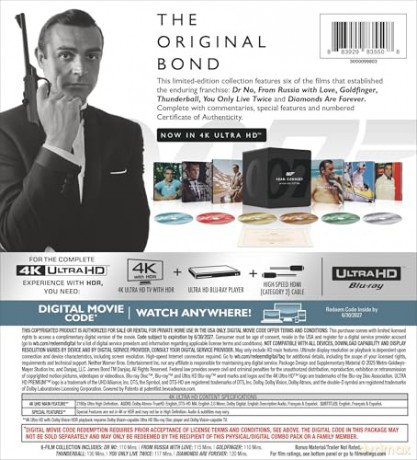 007: The Sean Connery Collection (Dr. No/ From Russia with Love/ Goldfinger/ Thunderball/ You Only Live Twice/ Diamonds Are Forever) [6xBlu-Ray 4K]