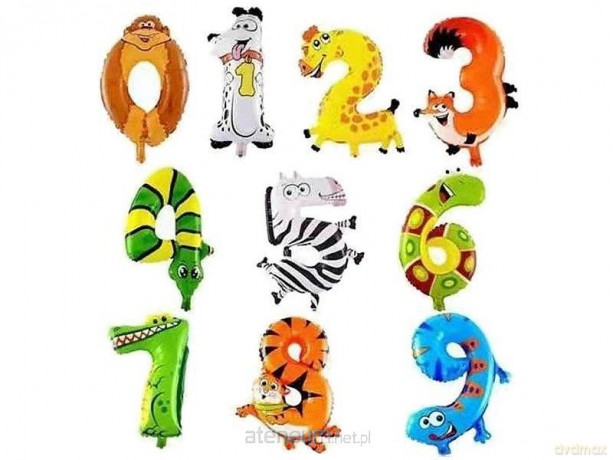 Balony foliowe zwierzęta cyferki MIX