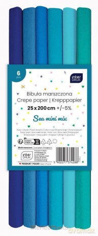Bibuła marszczona Sea mini mix 6szt 200x25cm