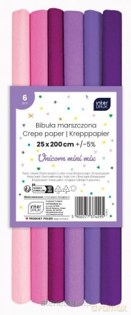Bibuła marszczona Unicorn mini mix 6szt 200x25cm