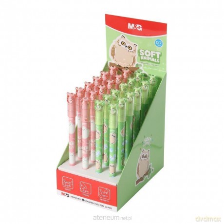 Długopis wymaz Soft Animals Sowa nieb (24szt)