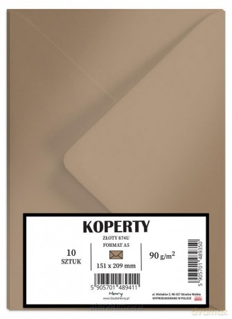 Koperty A5 złote 10szt