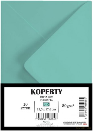 Koperty B6 miętowe 10szt