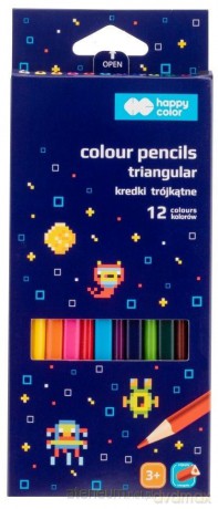 Kredki drewniane trójkątne Pixi Planet 12 kolorów