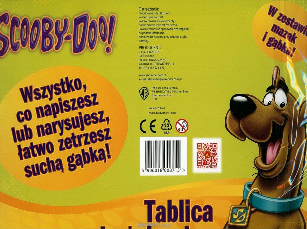 Tablica suchościeralna (mała) - Scooby-Doo! ALEX [SZKOŁA]