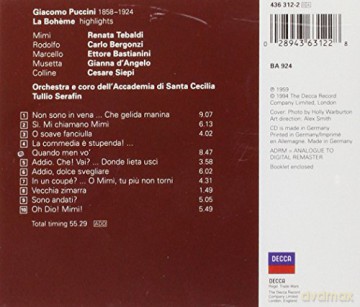 Tebaldi/Bergonzi/Ser: Puccini: La Boheme - Hlts [CD]