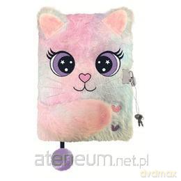 Pamiętnik z kłódką A5/96K 3D włochacz Charming Cat