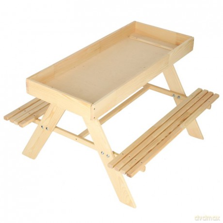 Zestaw drewniany ogrodowy stolik + 2 ławeczki [SPORT]