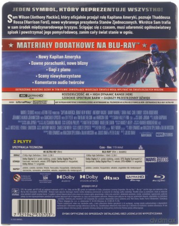 Kapitan Ameryka: Nowy wspaniały świat (steelbook) [Blu-Ray 4K]+[Blu-Ray]