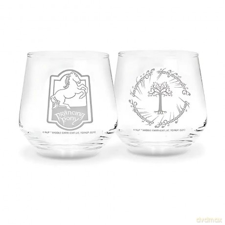 LORD OF THE RINGS - 2 Glass Set Prancing Pony & Gondor EUROPE