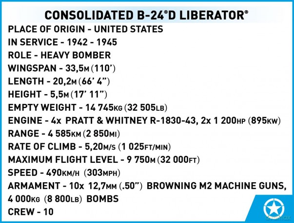 Klocki Consolidated B-24D Liberator 1445 klocków