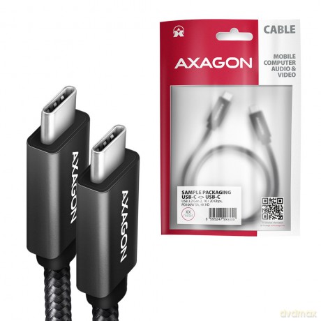 BUCM32-CM05AB Kabel USB-C - USB-C 3.2 Gen 2 0.5m, PD 100W, 5A, 4K HD, ALU, oplot, czarny