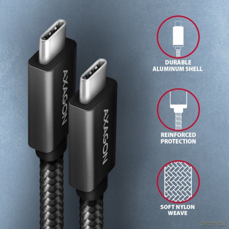 BUCM32-CM05AB Kabel USB-C - USB-C 3.2 Gen 2 0.5m, PD 100W, 5A, 4K HD, ALU, oplot, czarny