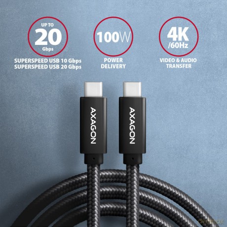 BUCM32-CM05AB Kabel USB-C - USB-C 3.2 Gen 2 0.5m, PD 100W, 5A, 4K HD, ALU, oplot, czarny