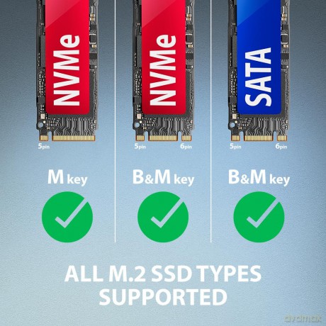 ADM2-AM Adapter USB3.2 Gen 2 M.2 NVMe/SATA SSD 10Gbps 10cm USB-A cable