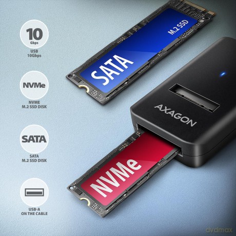 ADM2-AM Adapter USB3.2 Gen 2 M.2 NVMe/SATA SSD 10Gbps 10cm USB-A cable