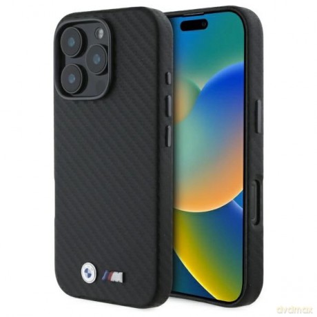 Etui BMW Carbon Wrapped Metal na iPhone 16 Pro Max - czarne