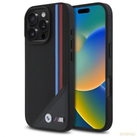 Etui BMW M Meshed Tricolor Stripes MagSafe na iPhone 16 Pro - czarne