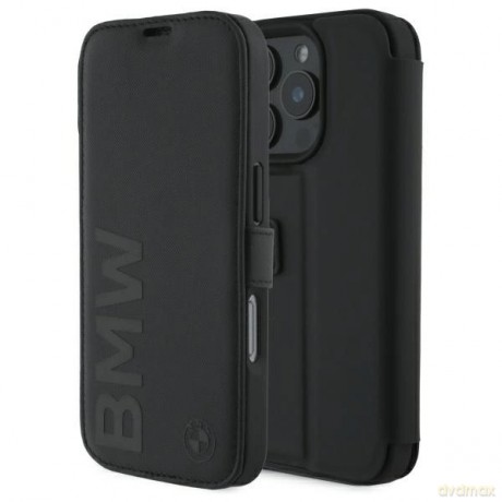 Etui BMW Signature Leather Wordmark na iPhone 16 Pro - czarne