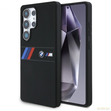 Etui BMW Silicone Middle Tricolor Stripes MagSafe na Samsung Galaxy S25 Ultra - czarne